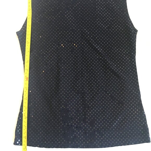 Women's Dark Blue Sequined Sleeveless Top, Size Extra Small - Picture 3 of 3